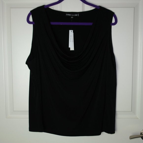 SOLD //////. NWT Catherine Malandrino Black Drape Neck Top 2X - Picture 3 of 4